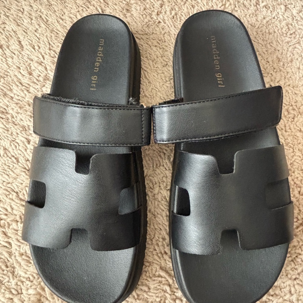 Madden Girl Black Slide Sandals